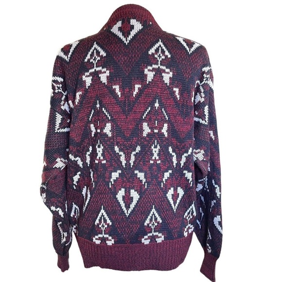 Vintage 1980’s Barnaby’s Geometric Sweater Cardigan Cosby Style M Grandpacore - Picture 4 of 8